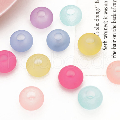 Rubberized Style Transparent Acrylic Beads OACR-K009-05-1