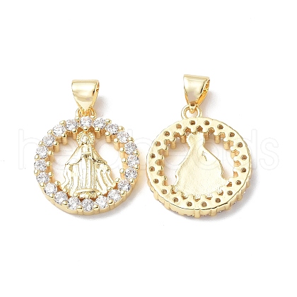 Rack Plating Brass Micro Pave Cubic Zirconia Pendants KK-F845-17G-1