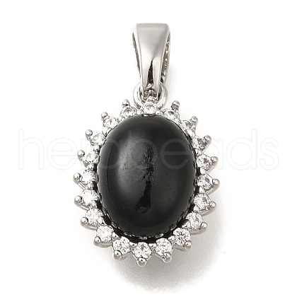 Brass Micro Pave Cubic Zirconia and Glass Pendants KK-K388-33P-1