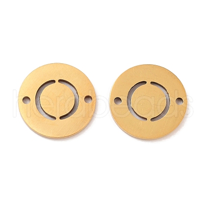 PVD Vacuum Plating 201 Stainless Steel Hollow Flat Round Links FIND-R149-03O-G-1