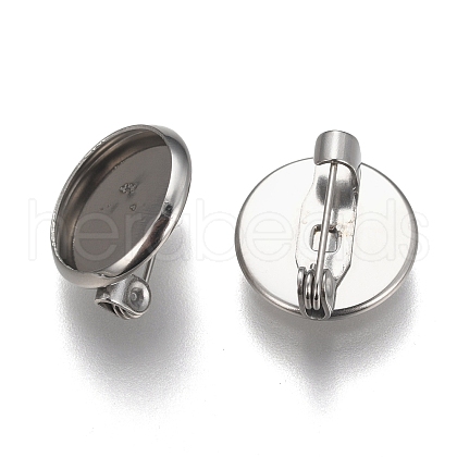 Tarnish Resistant 304 Stainless Steel Brooch Findings X-STAS-F191-04P-12mm-1