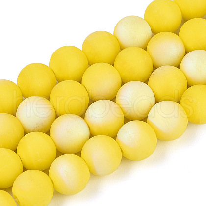Frosted Opaque Glass Beads Strands GLAA-T032-P10mm-MBB16-1