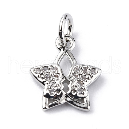 Brass Micro Pave Cubic Zirconia Charms ZIRC-F131-09P-1