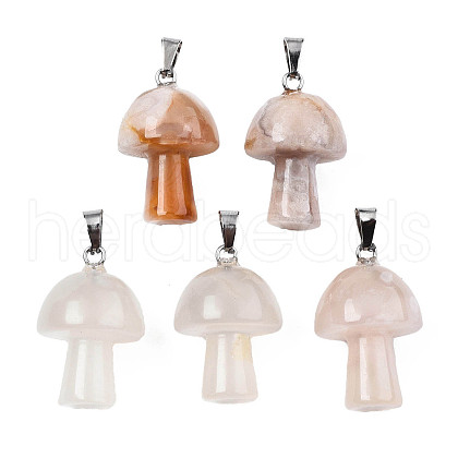 Natural Cherry Blossom Agate Pendants X-G-N0325-10H-1
