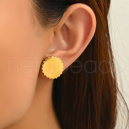 Elegant Irregular Stainless Steel Flat Round Stud Earrings EV2477-1