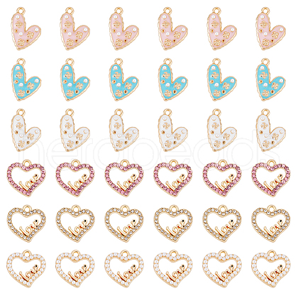 SUPERFINDINGS 36pcs 6 style Alloy Enamel Pendants FIND-FH0007-40-1