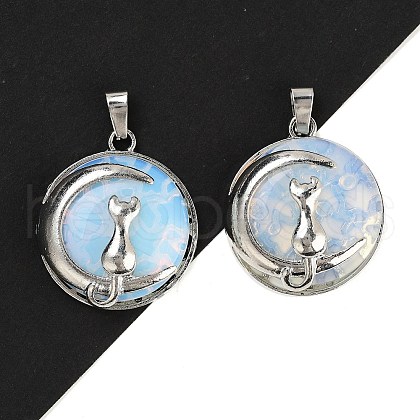Opalite Flat Round Pendants X-FIND-A043-11P-1