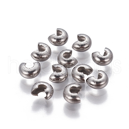 Tarnish Resistant 304 Stainless Steel Crimp Beads Covers X-STAS-P239-34P-01-1