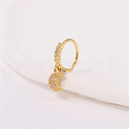 Brass Micro Pave Clear Cubic Zirconia Dangle Hoop Nose Rings FS-WG904D6-08-1