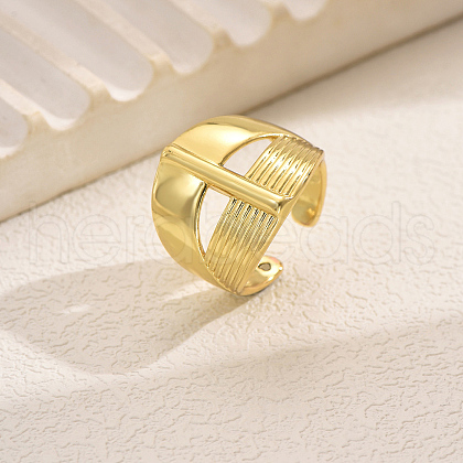 Geometric Wide Face Brass Adjustable Cuff Rings for Women CW8589-1