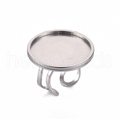 201 Stainless Steel Cuff Pad Ring Settings STAS-S080-040G-P-1