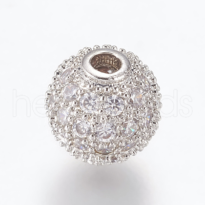 Brass Micro Pave Cubic Zirconia Beads ZIRC-E134-8mm-04P-1
