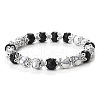 Natural Lava Rock Round Beaded Stretch Bracelets for Women JT2459-2-1