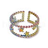 Ion Plating(IP) 304 Stainless Steel Stars Double Line Open Cuff Ring for Women RJEW-C045-24M-2
