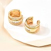 Brass Micro Pave Clear Cubic Zirconia Cuff Earrings EJEW-F370-15G-1