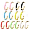 C-Shaped Brass Enamel Stud Earrings EJEW-S277-11G-2
