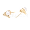 Clear Cubic Zirconia Fishtail Stud Earrings with Acrylic Pearl EJEW-F282-34G-2