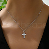 Minimalist 925 Sterling Silver Pave Clear Cubic Zirconia Cross Pendant Necklaces for Women HG0576-5