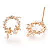 Brass Micro Pave Clear Cubic Zirconia Stud Earring Findings KK-T054-51G-NF-1