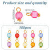 Acrylic Round Charms with Golden Tone Brass Loops PALLOY-HY00012-2