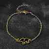 201 Stainless Steel Elephant Link Bracelets BJEW-B128-02G-1