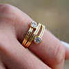 925 Sterling Sliver Pave Cubic Zirconia Geometric Finger Rings CC5596-3-2