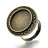 Adjustable Alloy Oval Pad Ring Settings PALLOY-S043-07AB-LF-3