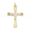 Brass Micro Pave Clear Cubic Zirconia Pendants KK-G522-51G-02-1