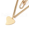 Vacuum Plating 304 Stainless Steel Double Chains Multi Layered Necklace with Heart Charms for Women STAS-E155-06G-2