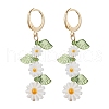 Flower Natural Freshwater Shell Leverback Earrings EJEW-JE06338-02-2