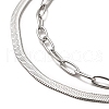 304 Stainless Steel Paperclip & Herringbone Chains Double Layer Necklace for Men Women NJEW-E046-01P-2