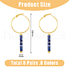 8 Pair 8 Style Natural & Synthetic Mixed Gemstone Beaded Column Drop Earrings EJEW-AB00040-2