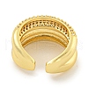 Rack Plating Brass Micro Pave Cubic Zirconia Open Cuff Ring for Women RJEW-C082-12G-3
