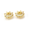Flower Brass Clear Cubic Zirconia Bead Caps KK-V008-08A-G-2