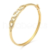 Brass Curb Chains Shape Hinged Bangle with Cubic Zirconia for Women BJEW-K229-01G-3