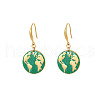 Golden Tone Stainless Steel Enamel Map Dangle Earrings for Women NE3200-4-1