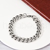 304 Stainless Steel Cuban Link Chain Bracelets for Women Men BJEW-D304-01P-4