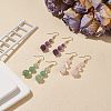 Natural Gemstone Round Beaded Long Dangle Earrings EJEW-JE05017-2