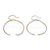 2Pcs 2 Colors Two Tone 304 Stainless Steel Textured Cable Chain Bracelet Making AJEW-JB01339-1