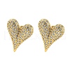 Heart Shape Brass Micro Pave Clear Cubic Zirconia Stud Earrings X-EJEW-Q785-13G-1
