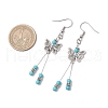 Butterfly 304 Stainless Steel Tassel Dangle Earrings EJEW-JE06422-02-3