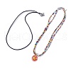 Lampwork Pendants Necklaces and Cowhide Leather Cord Necklaces Set NJEW-JN02317-M-2