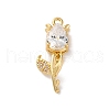 Ion Plating(IP) Brass Micro Pave Cubic Zirconia Tulip Pendants KK-U042-02G-01-1