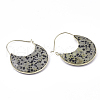 Natural Dalmatian Jasper Crescent Moon Dangle Hoop Earrings G-S344-75B-2