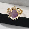 Sunflower Natural Amethyst Finger Rings RJEW-B113-03G-08-2