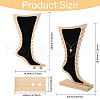 Foot Shaped Bamboo & Velvet Anklet Display Stands ODIS-WH0030-140A-2