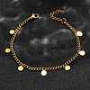 304 Stainless Steel Flat Round Charm Bracelets BJEW-R021-04G-3