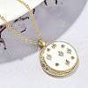 Brass Micro Pave Clear Cubic Zirconia Enamel Flat Round Moon Pendant Necklaces for Women NJEW-S449-03C-G-2