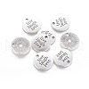 Tibetan Style Alloy Flat Round Carved Word Live Laugh Love Message Pendants TIBEP-12582-AS-RS-2