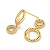 Rack Plating Ring Brass Micro Pave Cubic Zirconia Stud Earrings EJEW-B061-04G-2